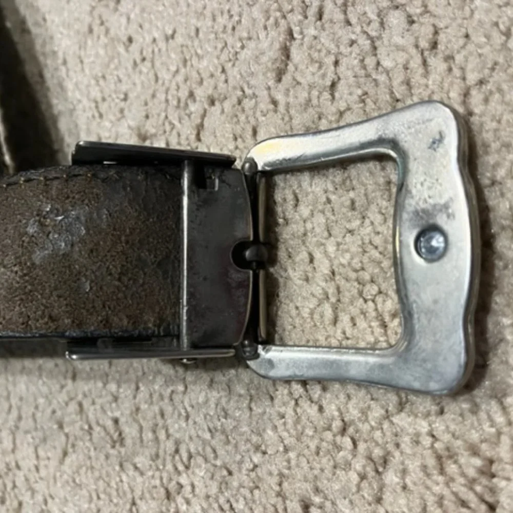 VTG Calvin Klein Western Style Brown Stitched Leather Belt 110cm XL